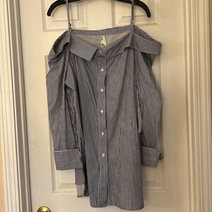 Off the shoulder button down top